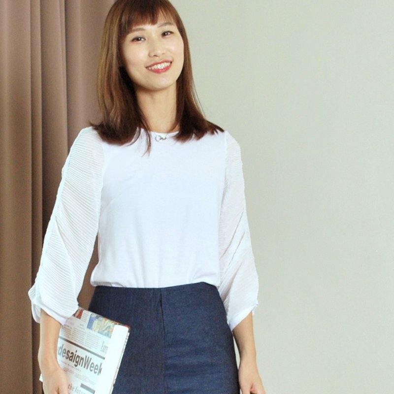 白色打折半袖棉质T-Shirt - 女装 T 恤 - 其他人造纤维 白色