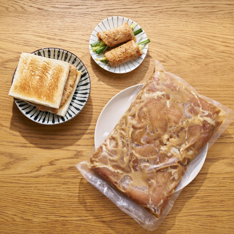 四食五号早餐店 煎煮炒炸皆适宜的里肌猪排肉 肉蛋吐司 - 料理包 - 其他材质