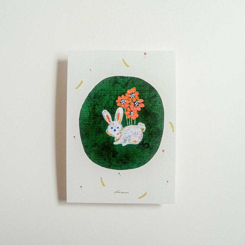 明信片 错过派对的兔子 - 卡片/明信片 - 纸 绿色