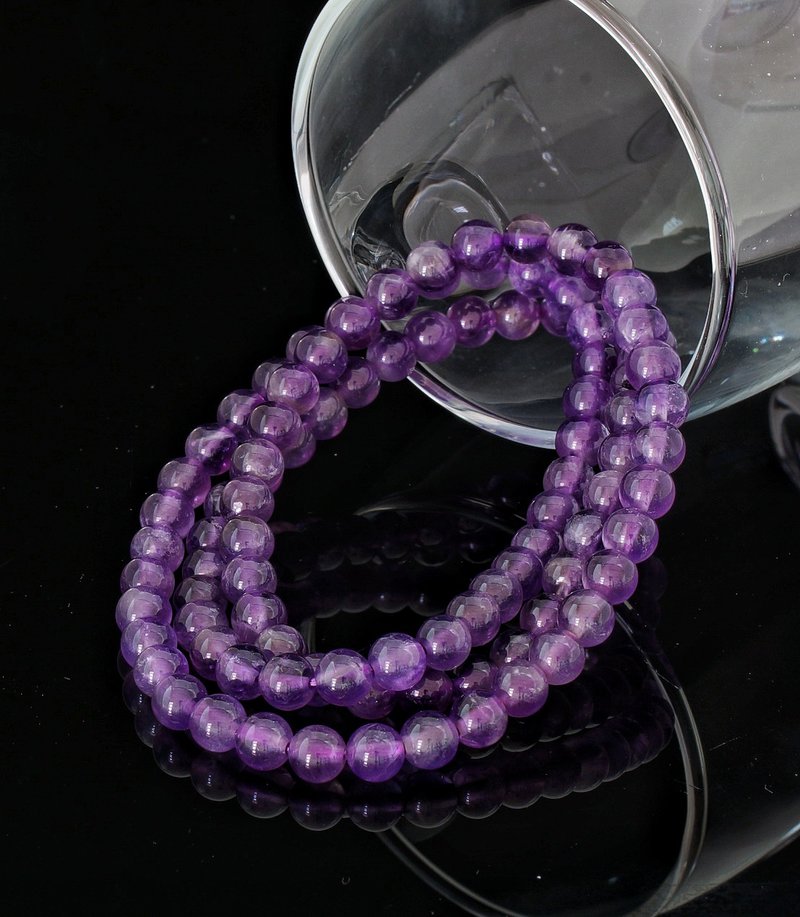 入门级三圈紫晶 5.8mm 手錬 ( 3 wraps Amethyst Bracelet ) - 手链/手环 - 水晶
