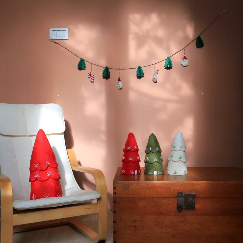 圣诞居家摆饰/羊毛毡1变3 创意圣诞树/红/S - 摆饰 - 羊毛 红色