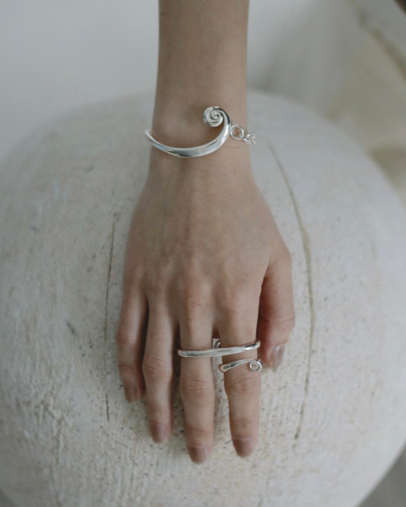 Swirl Bangle | 漩涡手环链 - 手链/手环 - 纯银 银色
