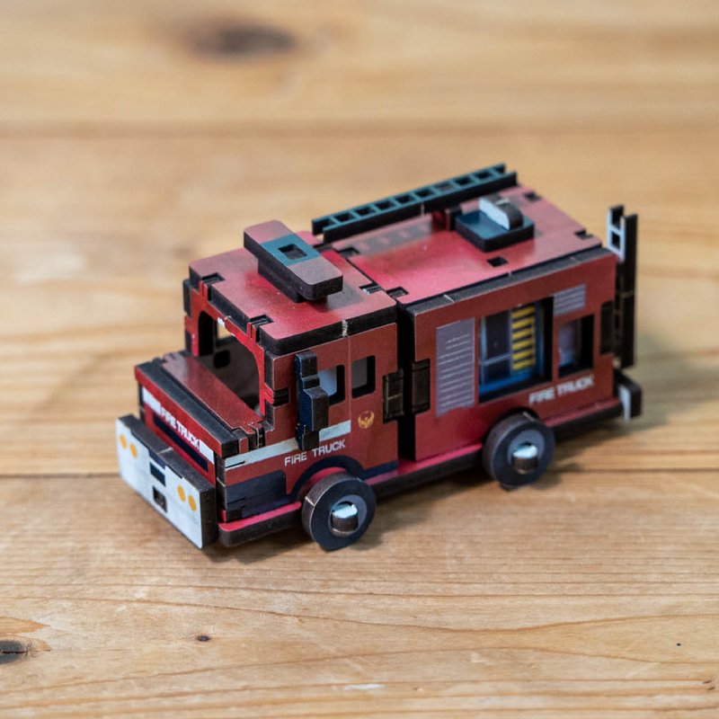 【DIY手作】迷你拼拼车 跑跑消防车 创意手作 特色玩具 - 木工/竹艺/纸艺 - 木头 红色