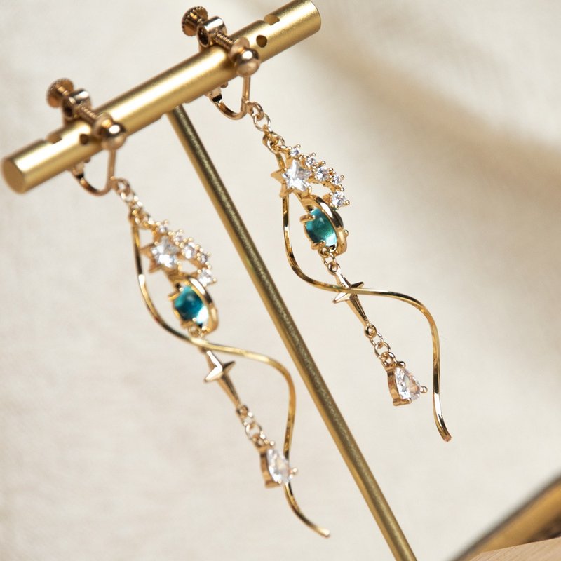 星旋 耳环 镀真金 耳夹 耳针 纯银 - 耳环/耳夹 - 其他金属 金色