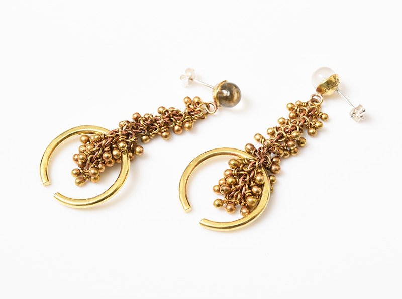 CP229(水晶) - 耳环/耳夹 - 其他金属 金色