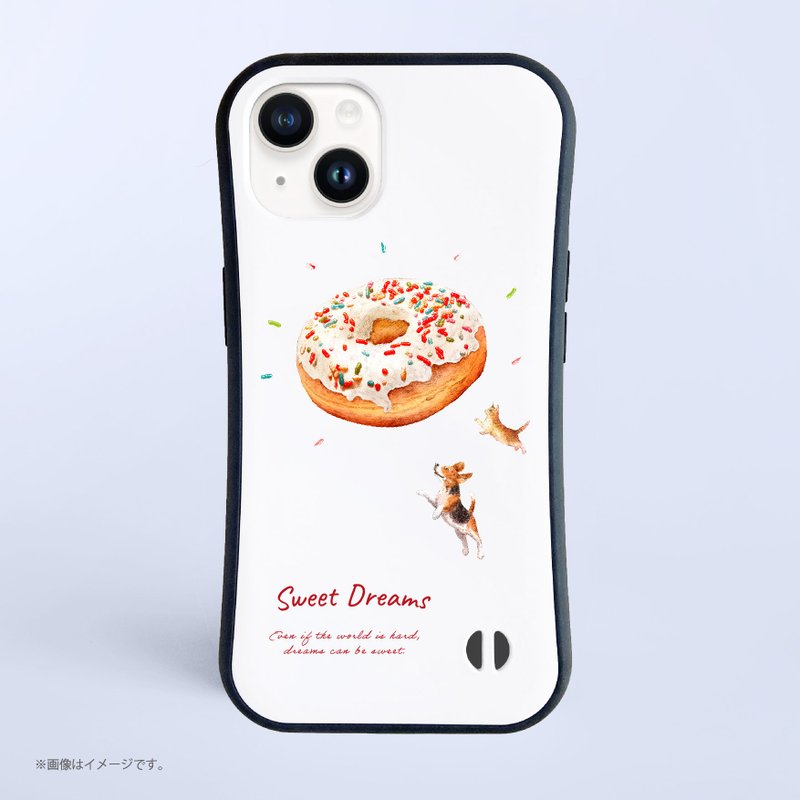 SWEET DREAMS — 甜甜圈猫狗 / 耐冲击握把 iPhone 手机壳 - 手机壳/手机套 - 塑料 白色