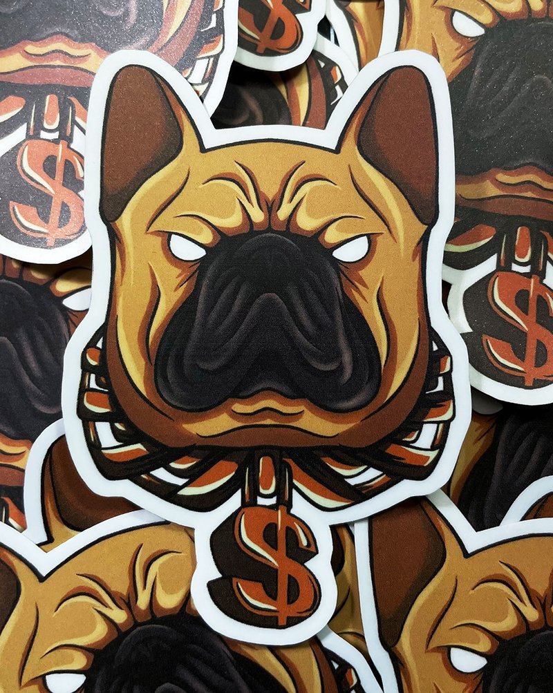 法斗BOSS 法斗犬贴纸 法斗 雾面 厚磅 超耐磨贴纸 防刮 防水贴纸 - 贴纸 - 纸 白色