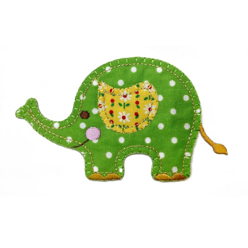 立体刺绣布贴纸 - 微笑大象 - 贴纸 - 绣线 蓝色