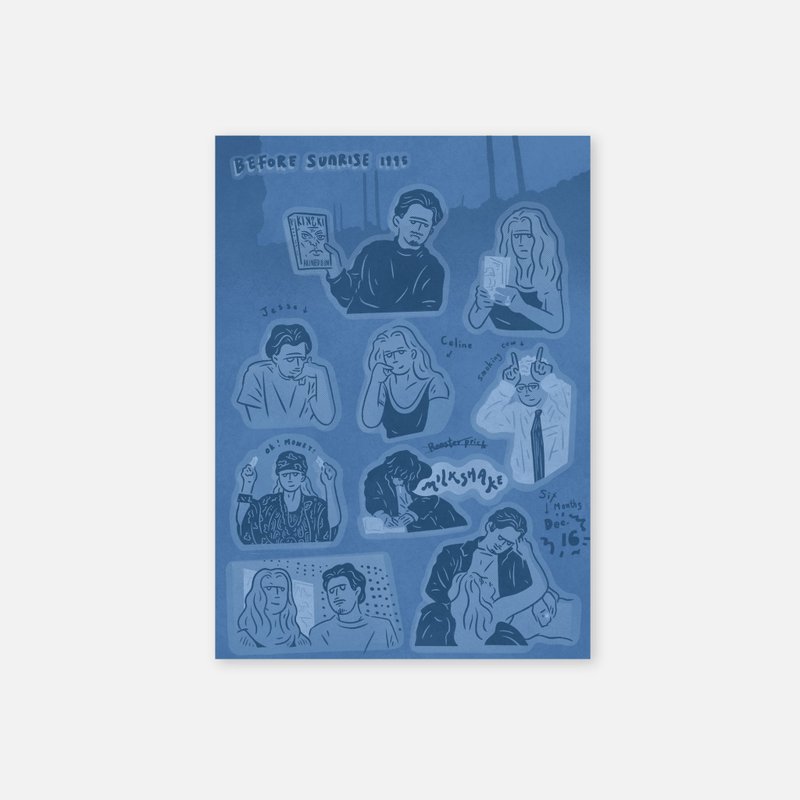 爱在黎明破晓时 Before Sunrise 电影插画贴纸 - 贴纸 - 纸 银色