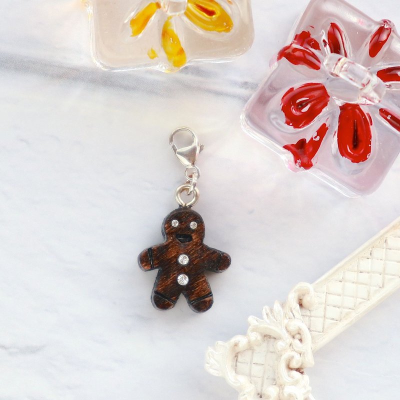手工木制吊饰  姜饼人 吊饰  礼物订制 圣诞礼物 - 吊饰 - 木头 咖啡色