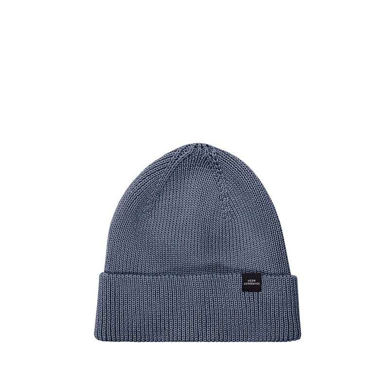 Mika Beanie 保暖反折豆豆帽 (灰蓝色) - 帽子 - 环保材料 蓝色