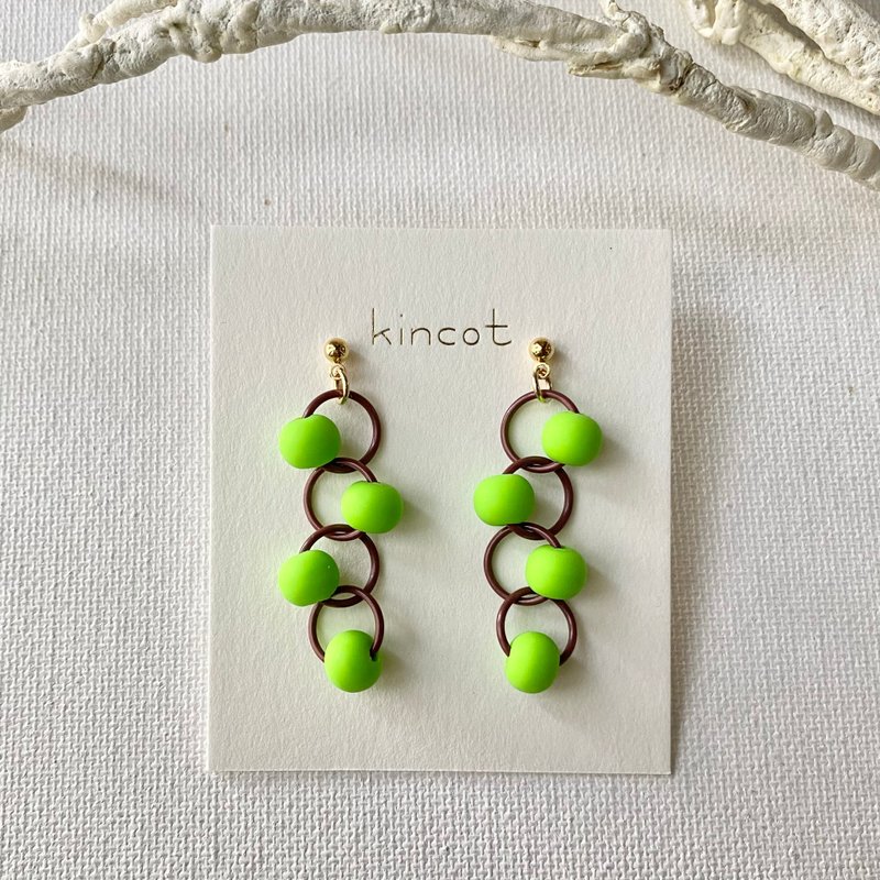 耳夹耳针【绿】 - 耳环/耳夹 - 粘土 绿色