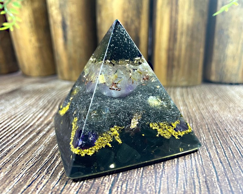 奥刚能量金字塔 | 可订制 | 黑曜石 | 减少负能量 | 精美礼物 - 摆饰 - 水晶 黑色