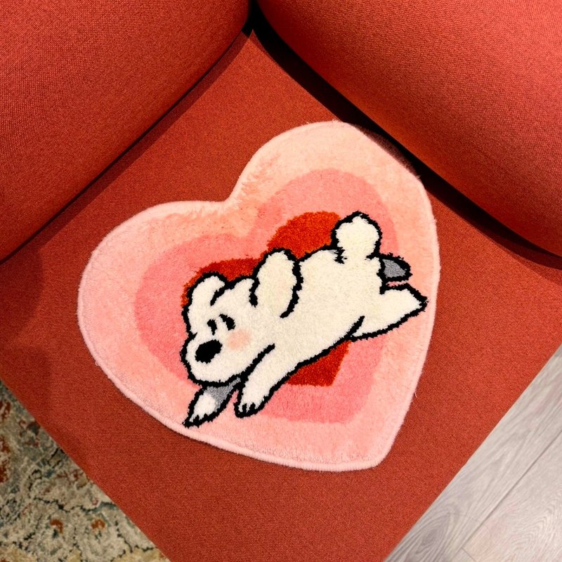 Manyu客制植绒地垫 宠物插画 乔迁礼物 生日礼物 - 地垫/地毯 - 棉.麻 粉红色