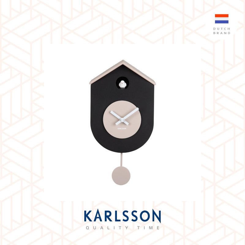 荷兰Karlsson, Grato Cuckoo 黑/暖灰色摇摆布谷鸟挂钟(整点报时) - 时钟/闹钟 - 塑料 黑色