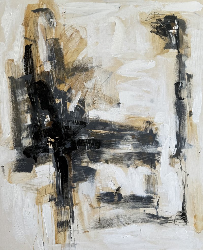 抽象具象撞球运动员画布上的绘画充满活力的当代艺术 - 墙贴/壁贴 - 压克力 黑色