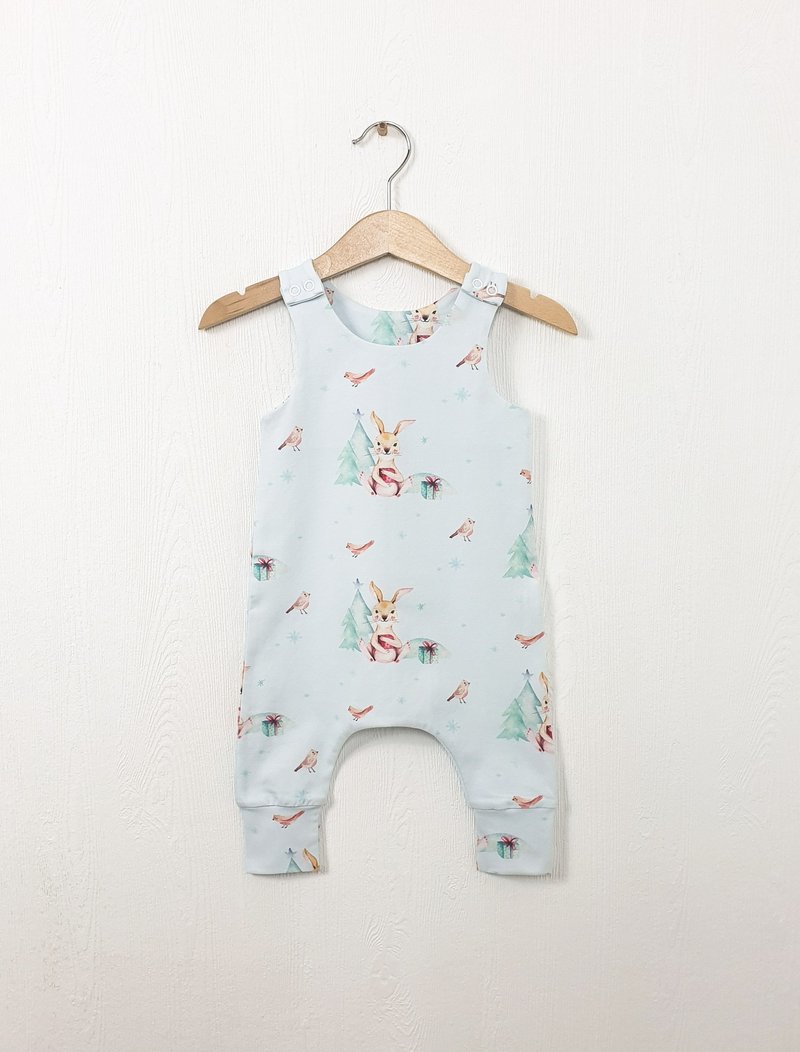 Christmas Bunny baby romper, Xmas baby boy romper, Holiday baby girl romper, - 包屁衣/连体衣 - 棉.麻 多色