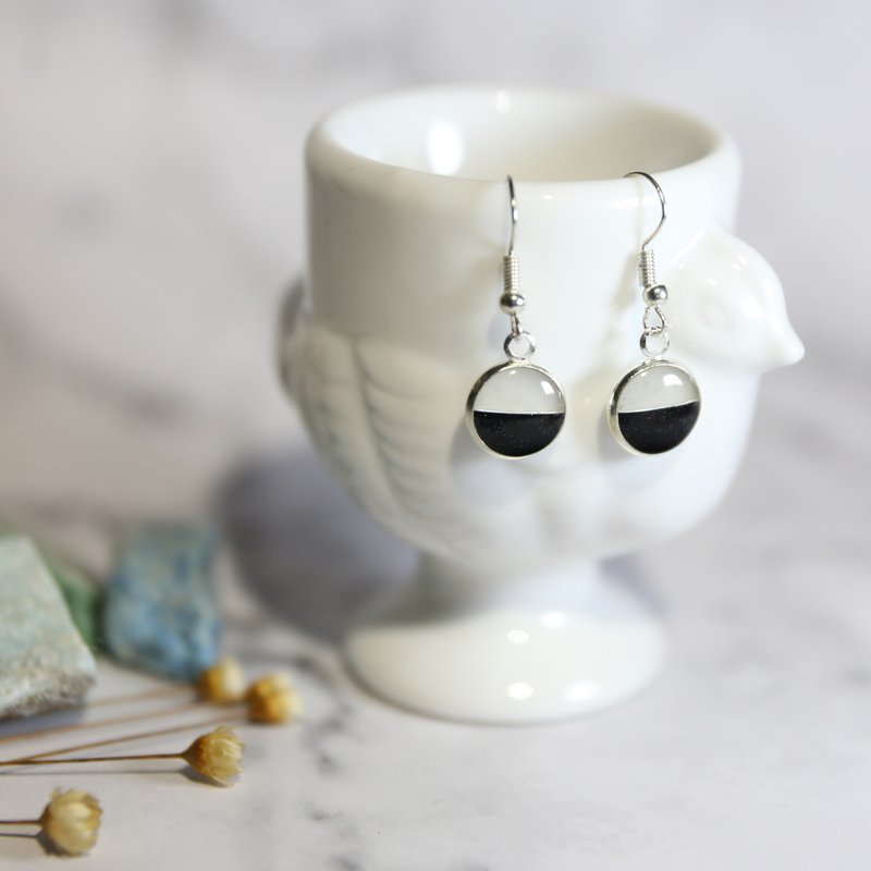 100%手工制景泰蓝工艺金丝珐琅耳环饰物独家设计小耳勾 - 耳环/耳夹 - 半宝石 黑色