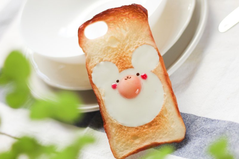 定制【等待一个月】大耳熊煎蛋吐司手机壳 - 手机壳/手机套 - 塑料 咖啡色