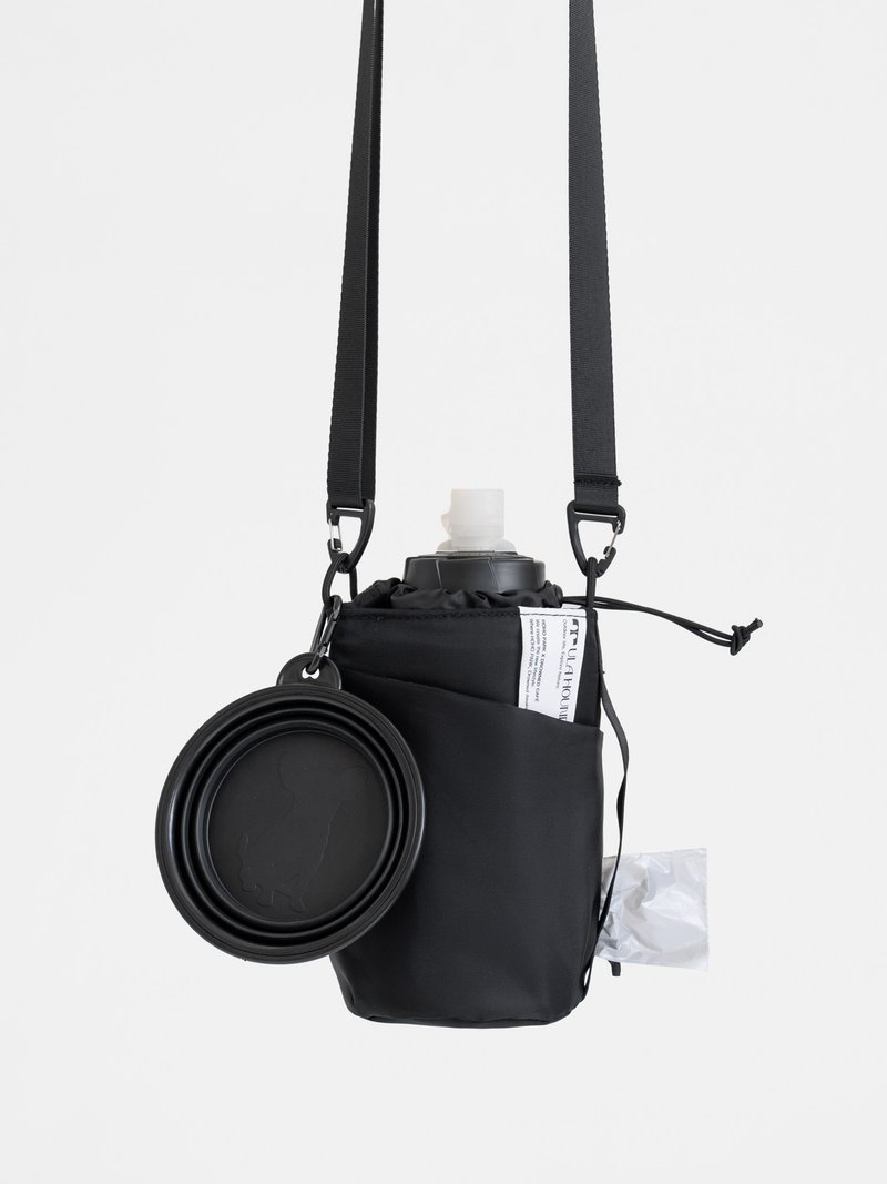 户外多功能万用水壶包/遛狗散步水壶包 - 侧背包/斜挎包 - 聚酯纤维 黑色