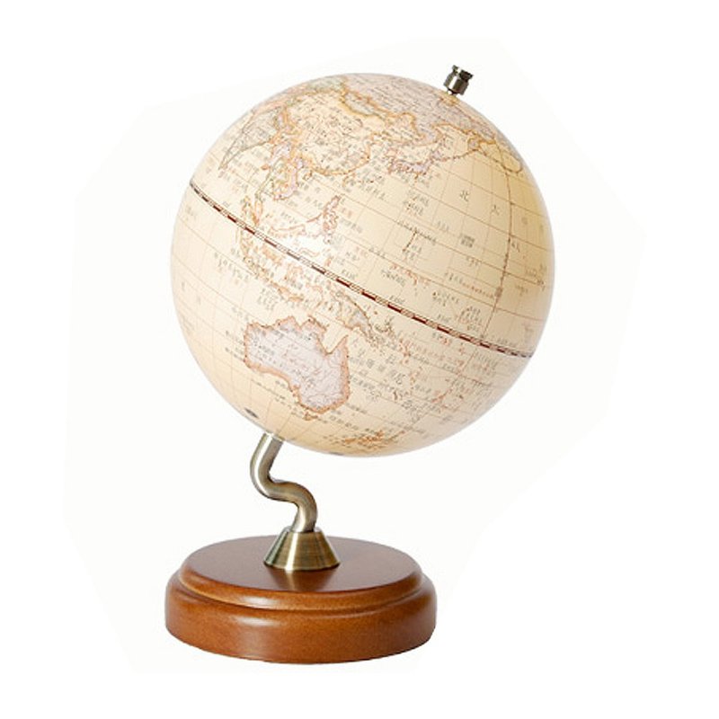 #AR交互款 SkyGlobe 10寸仿古木质底座立体地球仪(中英文对照) - 摆饰 - 塑料 卡其色