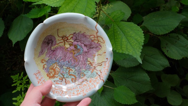 李大翙手绘麒麟献瑞盘 - 红包/春联 - 瓷 白色