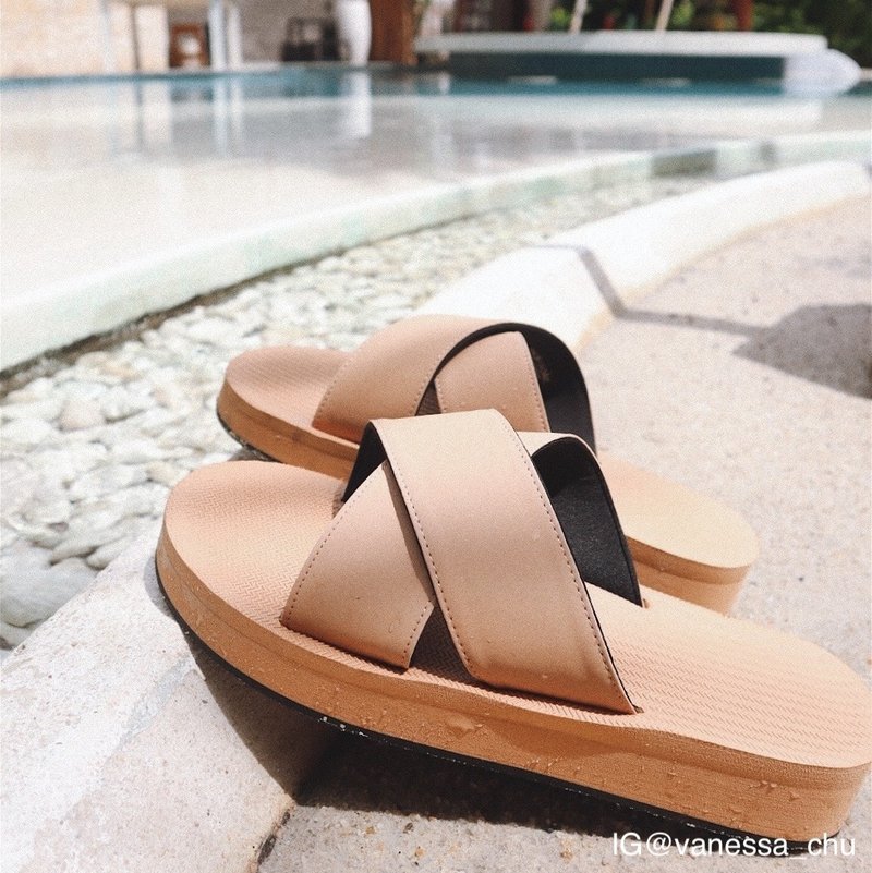 indosole CROSS Platform 环保拖鞋 沙漠棕 女 - 拖鞋 - 环保材料 卡其色