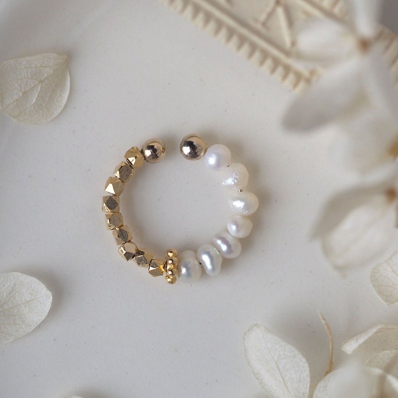 | 2way | 淡水珍珠 x金耳骨夹 | - 耳环/耳夹 - 珍珠 白色