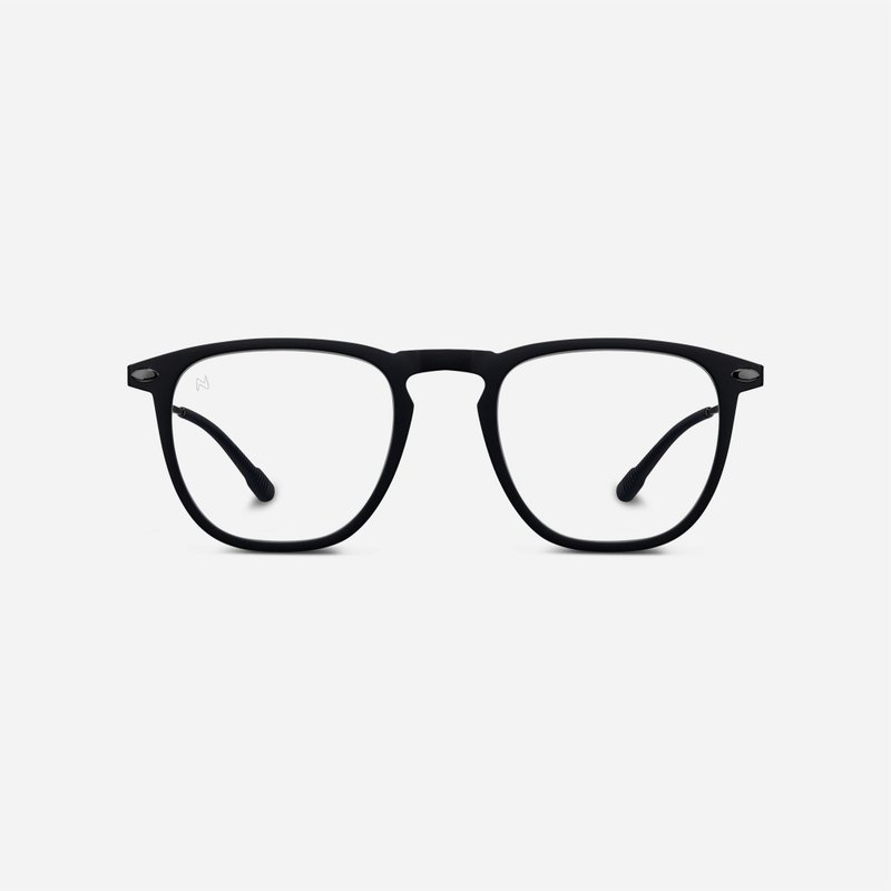 法国 Nooz 抗蓝光造型平光眼镜镜脚便携款(透明镜片)-矩形-雾黑色 - 眼镜/眼镜框 - 其他材质 黑色