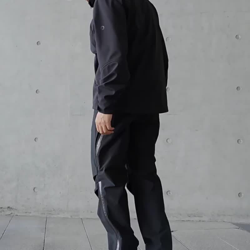 打褶设计城市户外拉链裤休闲百搭直筒裤黑色长裤 机能风 - 男士长裤 - 其他材质 黑色