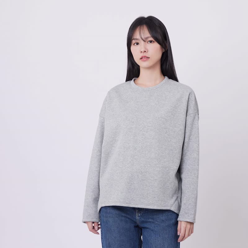 Ezy 短毛厚磅長袖上衣 - 女装上衣 - 棉.麻 灰色