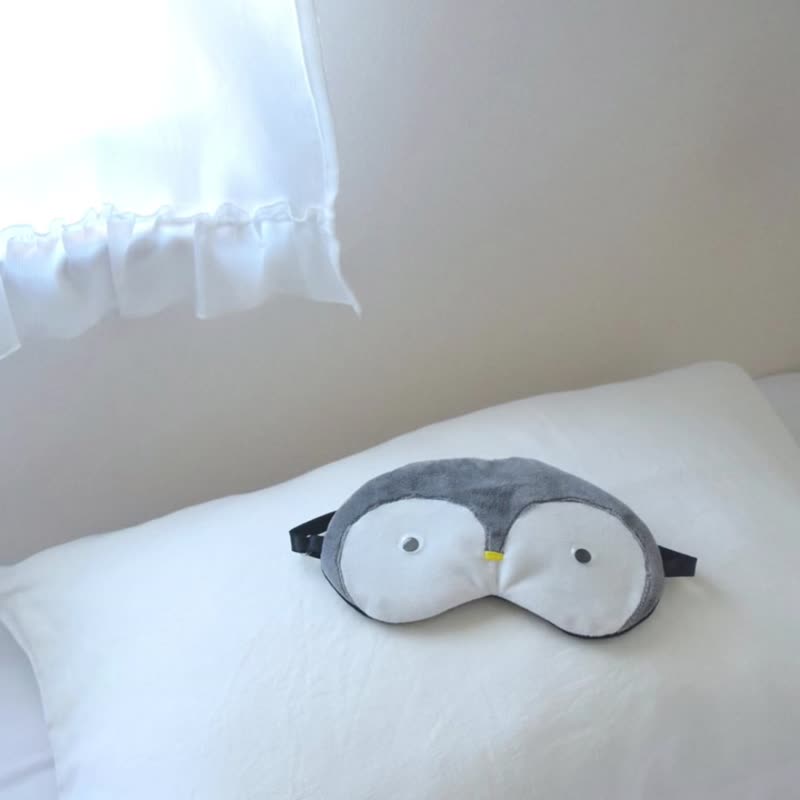 日本眼罩 企鹅 | 有附收纳袋 | 旅行 | 午睡 | 礼物 眼罩 送礼 - 眼罩 - 聚酯纤维 灰色