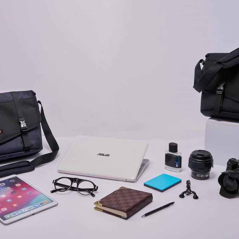 Solis战地迷彩系列 肩背侧背 邮差包-黑迷彩-可放14寸笔电 - 侧背包/斜挎包 - 其他材质 黑色