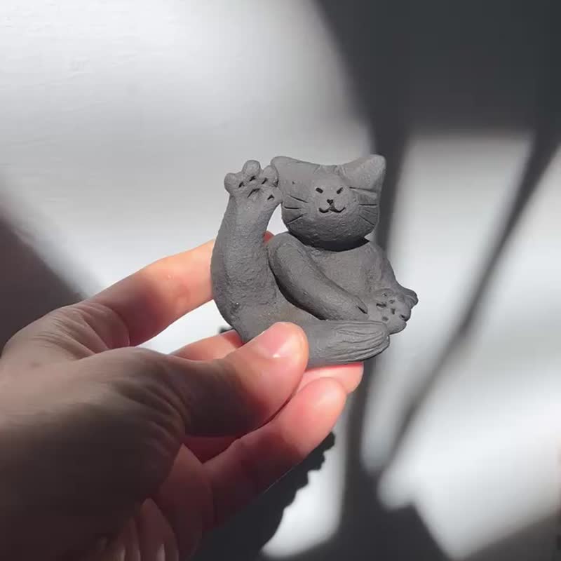 举脚赞成ㄉ猫猫 / 陶 / 疗愈小物 - 摆饰 - 陶 黑色
