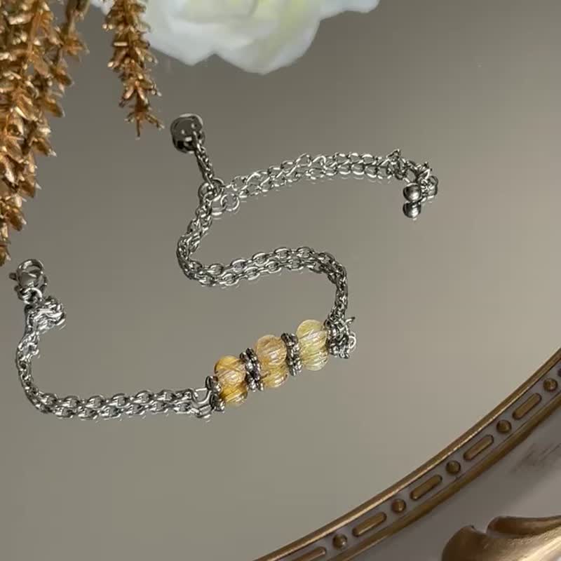 气质钛晶钢链 - 钛晶、钛钢 - 手链/手环 - 水晶 黄色