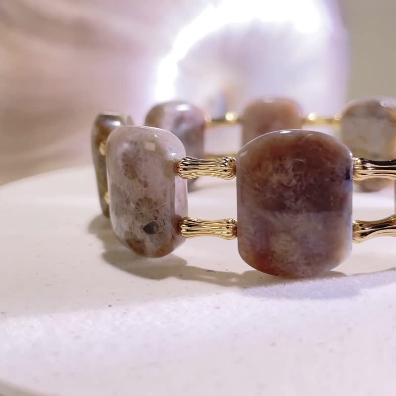 开始懂得 |珊瑚玉手排 手环 |一物一拍|手排手链|M16-17 - 手链/手环 - 玉石 粉红色