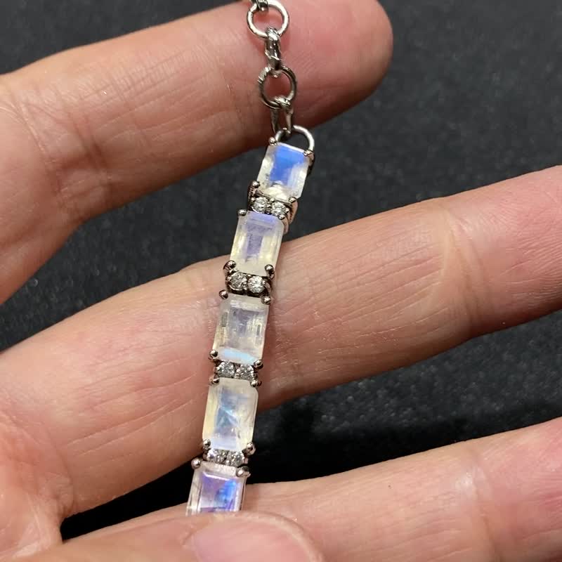 在台现货 月华韵 天然 切面 月光石 手链 印度制 925纯银 手工制 - 手链/手环 - 半宝石