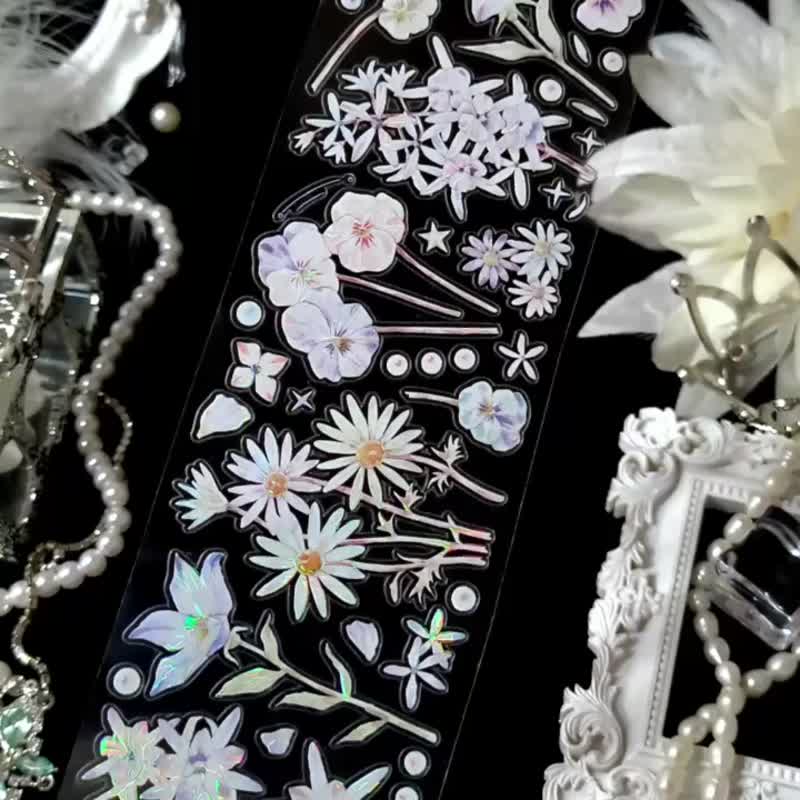 小碎花 清らかに咲く小さな花 PET 貝殼光 割型貼紙卷 (kiss-cut) - 纸胶带 - 其他材质 多色