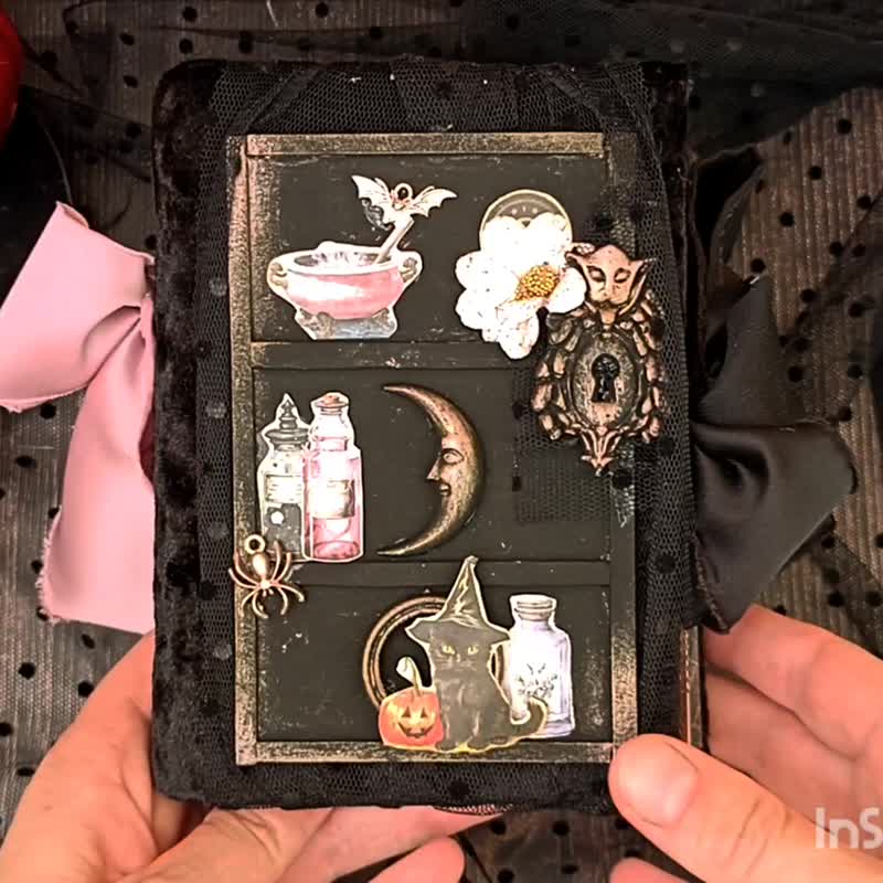 万圣节女巫咒语拼贴手帐本 手工制作 哥德风女巫 魔法笔记本 - 笔记本/手帐 - 纸 黑色