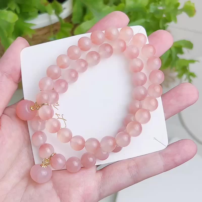 聚宝半盆 蜜桃果汁盐源玛瑙弹性手链 - 手链/手环 - 水晶 粉红色