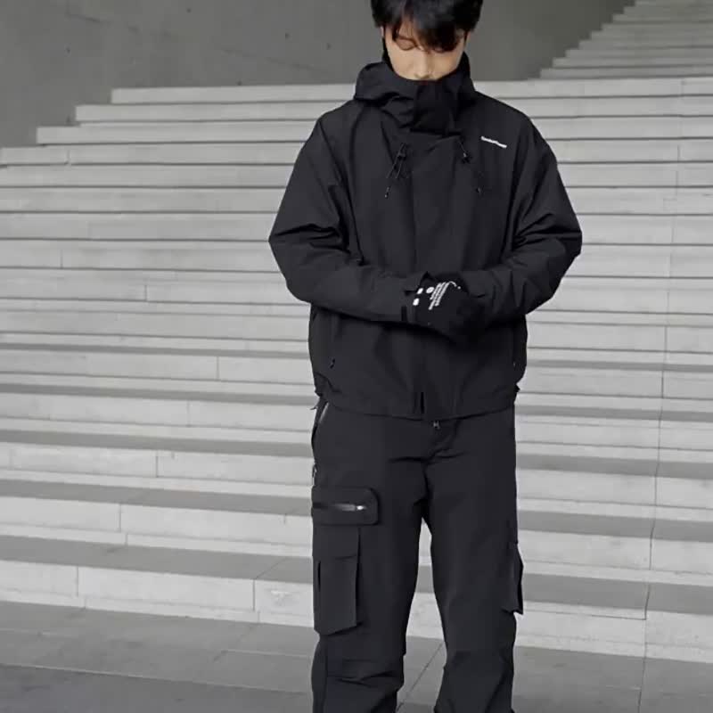 简约LOGO字母撞色针织毛线保暖手套 - 手套 - 其他材质 黑色