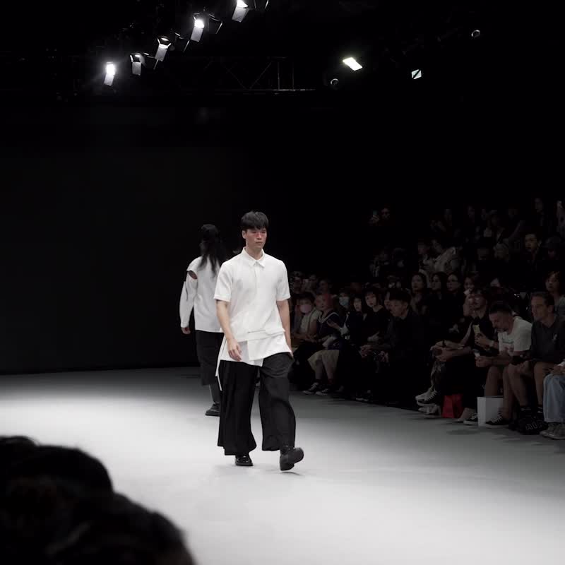 解构活褶口袋落地宽裤 - 女装长裤 - 其他材质 黑色