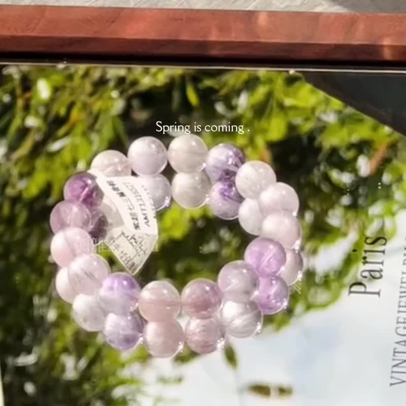 观照洞见丨九紫离火运丨透体含草莓籽带彩虹高品超七紫水晶手串 - 手链/手环 - 水晶 紫色