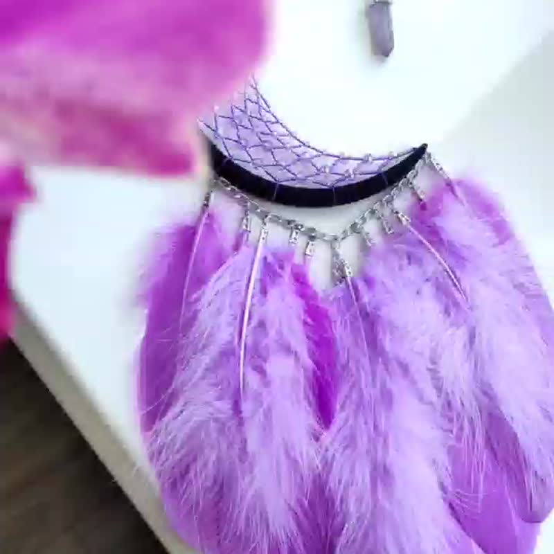 紫丁香新月捕梦网配紫水晶| พระจันทร์สามดวง - 墙贴/壁贴 - 宝石 紫色