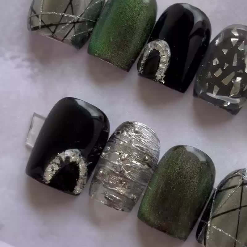 暗夜极光甲片 /穿戴甲/订制美甲贴片 NA94 - 指甲油/指甲贴 - 其他材质 黑色