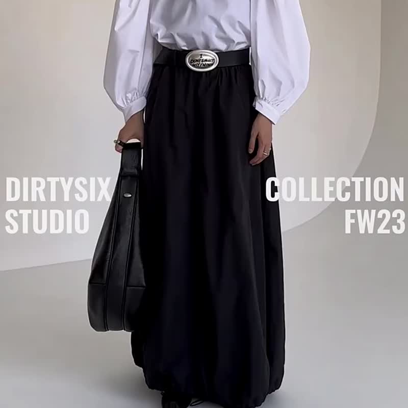 暗油黑色 3色  賽巴餃子包 大容量褶皺設計腋下單肩包 做舊水洗皮 - 侧背包/斜挎包 - 人造皮革 黑色