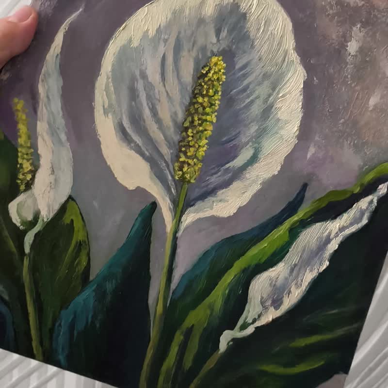 白鹤芋画作 花卉原创艺术 白鹤芋油画 花卉艺术品 - 海报/装饰画/版画 - 其他材质 白色