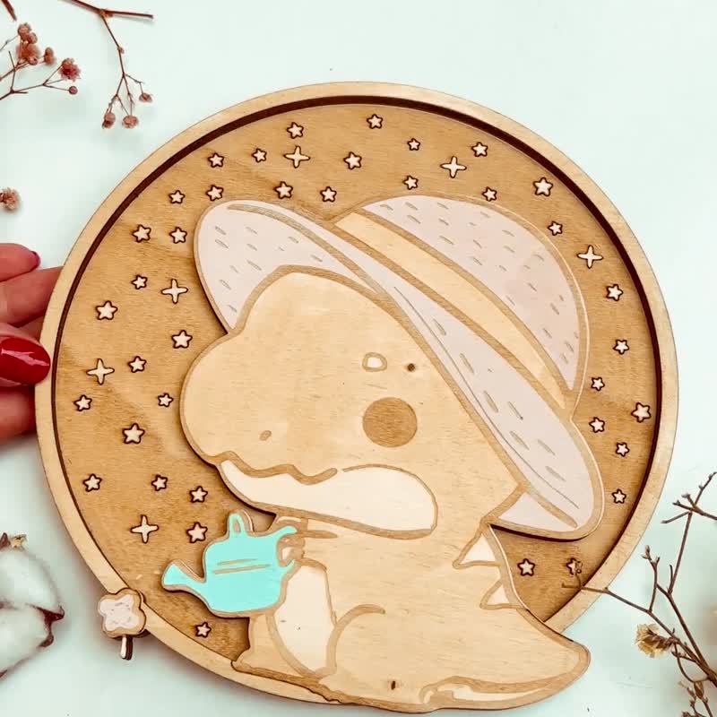 恐龙木制婴儿房标志 – 恐龙主题手绘装饰牌 – 宝宝房间 - 儿童家具 - 木头