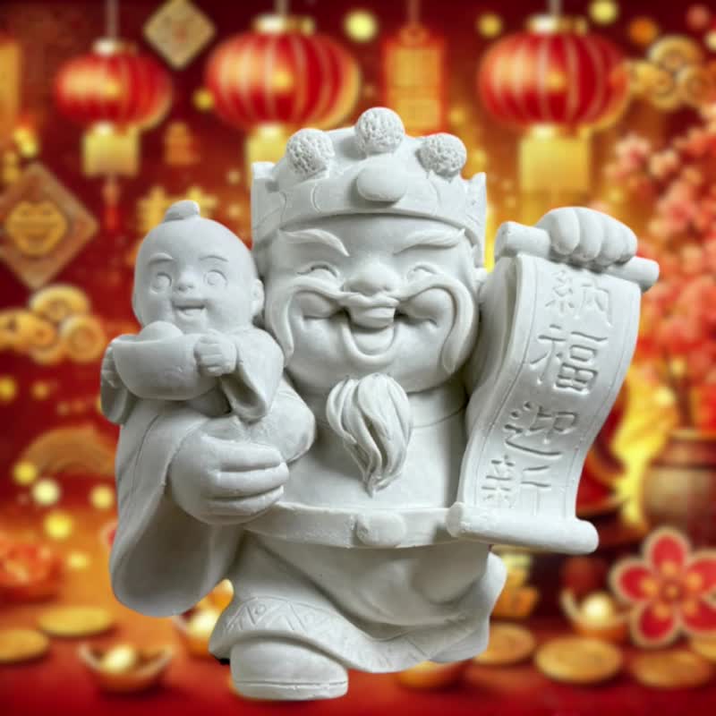 喜福神公仔 纳福迎新 绳盘圭藻套组 扩香石 室内香氛 - 香薰/精油/线香 - 其他材质 白色