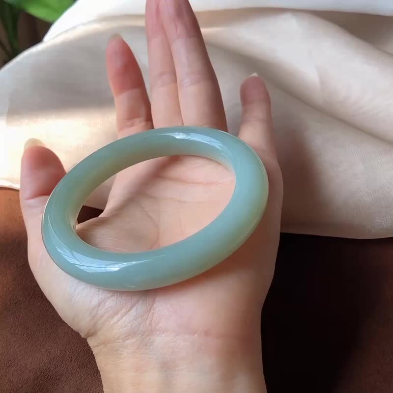 极品且末蓝天空蓝和田玉手镯正装特色手镯圈口57平安喜乐万事胜意 - 手链/手环 - 玉石